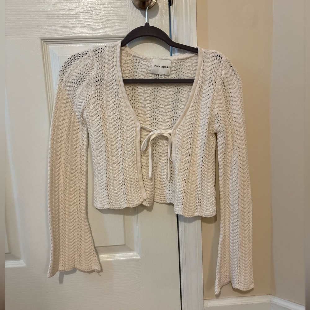 Cream Tie-Front Cardigan